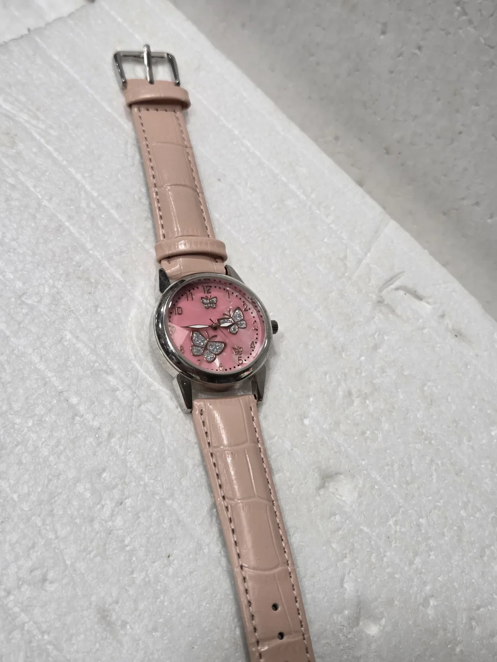 Pink Butterfly Glitter Dial Women's Watch - Unbranded